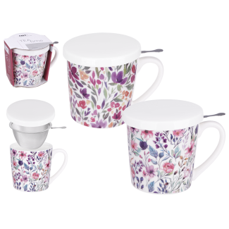 Kubek z zaparzaczem i pokrywką TEA TIME 400ml RAVI