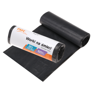 Worki na śmieci 60L czarne 20 sztuk HDPE RAVI