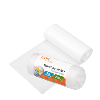 Worki na śmieci 20L 30 sztuk HDPE białe RAVI