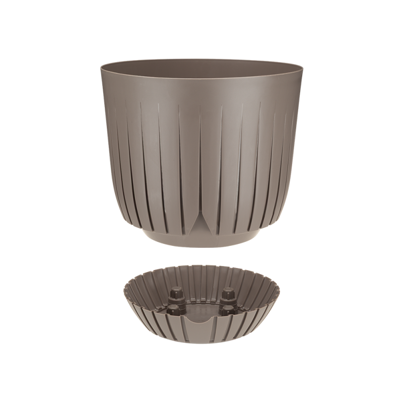 Doniczka z podstawką BRITTA 13cm taupe