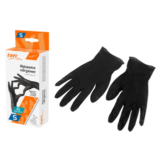 Rękawice nitrylowe BLACK 10 sztuk S RAVI