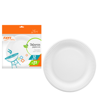 Talerze papierowe 23cm 12 sztuk RAVI