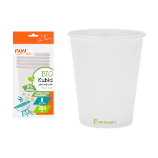 Kubki papierowe BIO 6 sztuk 250ml RAVI