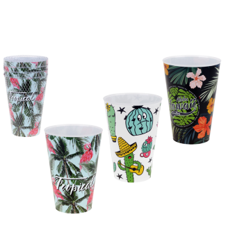 Zestaw plastikowych kubków wielokrotnego użytku 400ml 4 sztuki RAVI