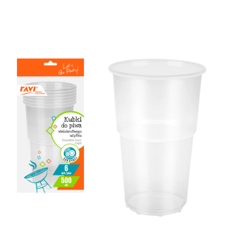 Kubki do piwa wielokrotnego użytku 500 ml 6 sztuk RAVI