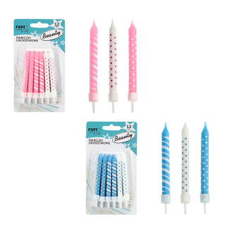 Świeczki urodzinowe BEAUTY 12 sztuk RAVI