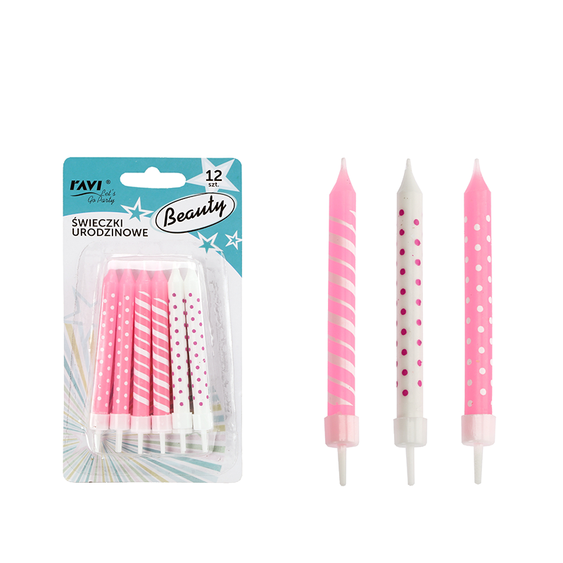 Świeczki urodzinowe BEAUTY 12 sztuk RAVI