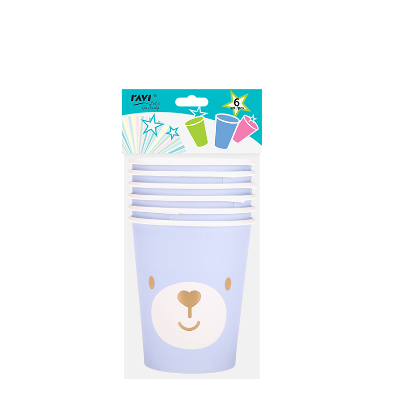 Kubki papierowe Blue Bear 6 sztuk RAVI