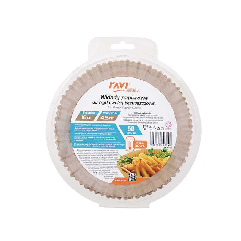 Wkłady do frytkownicy beztłuszczowej okrągłe 16cm Air Fryer RAVI