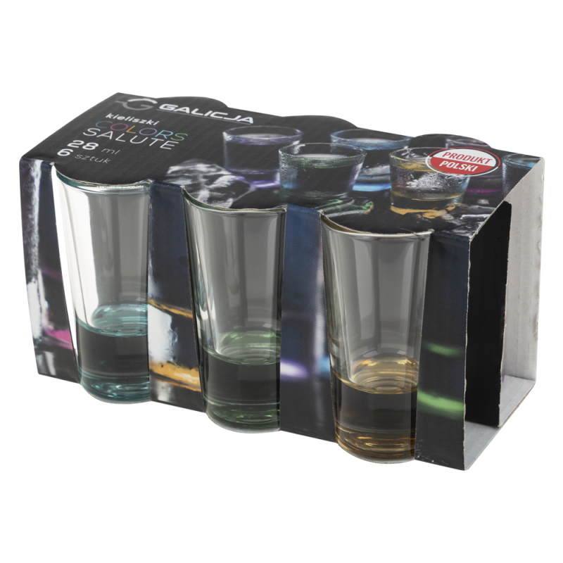 Kieliszki gładkie COLORS SALUTE 28ml 6 sztuk