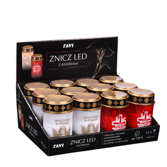 Znicz LED z nadrukiem i bateriami 90250