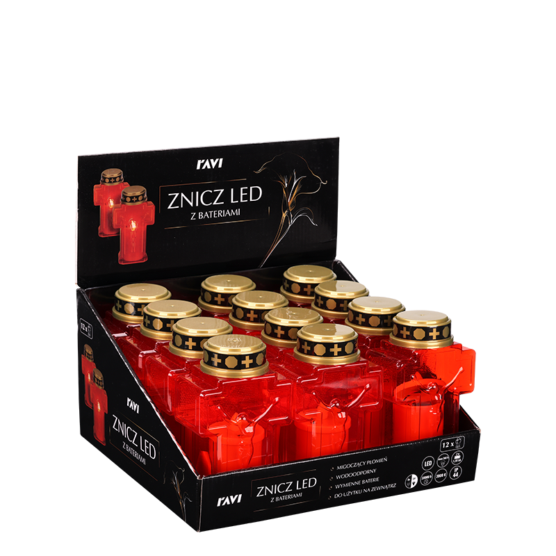 Świeca LED z efektem płomienia 2.5x15cm z bateriami 90252