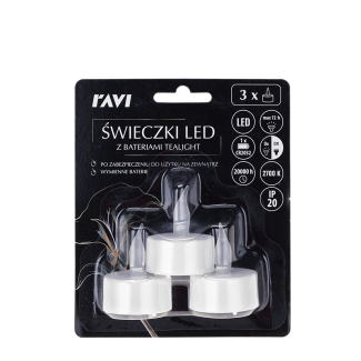 Świeczki LED z bateriami tealight 3szt 3,8cm 90269