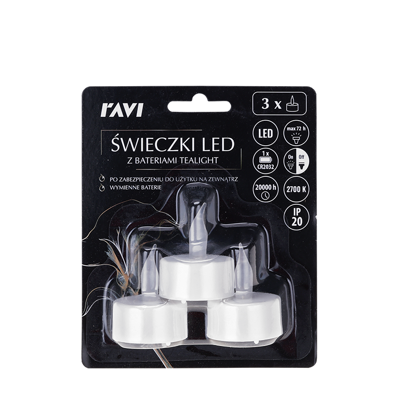 Świeczki LED z bateriami tealight 3szt 3,8cm 90269